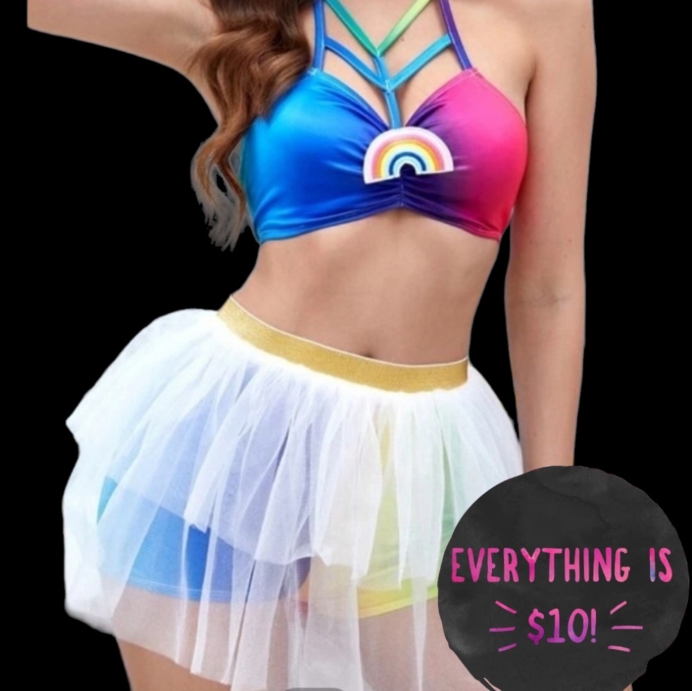2 piece Ombre Harness Costume Set Skirt